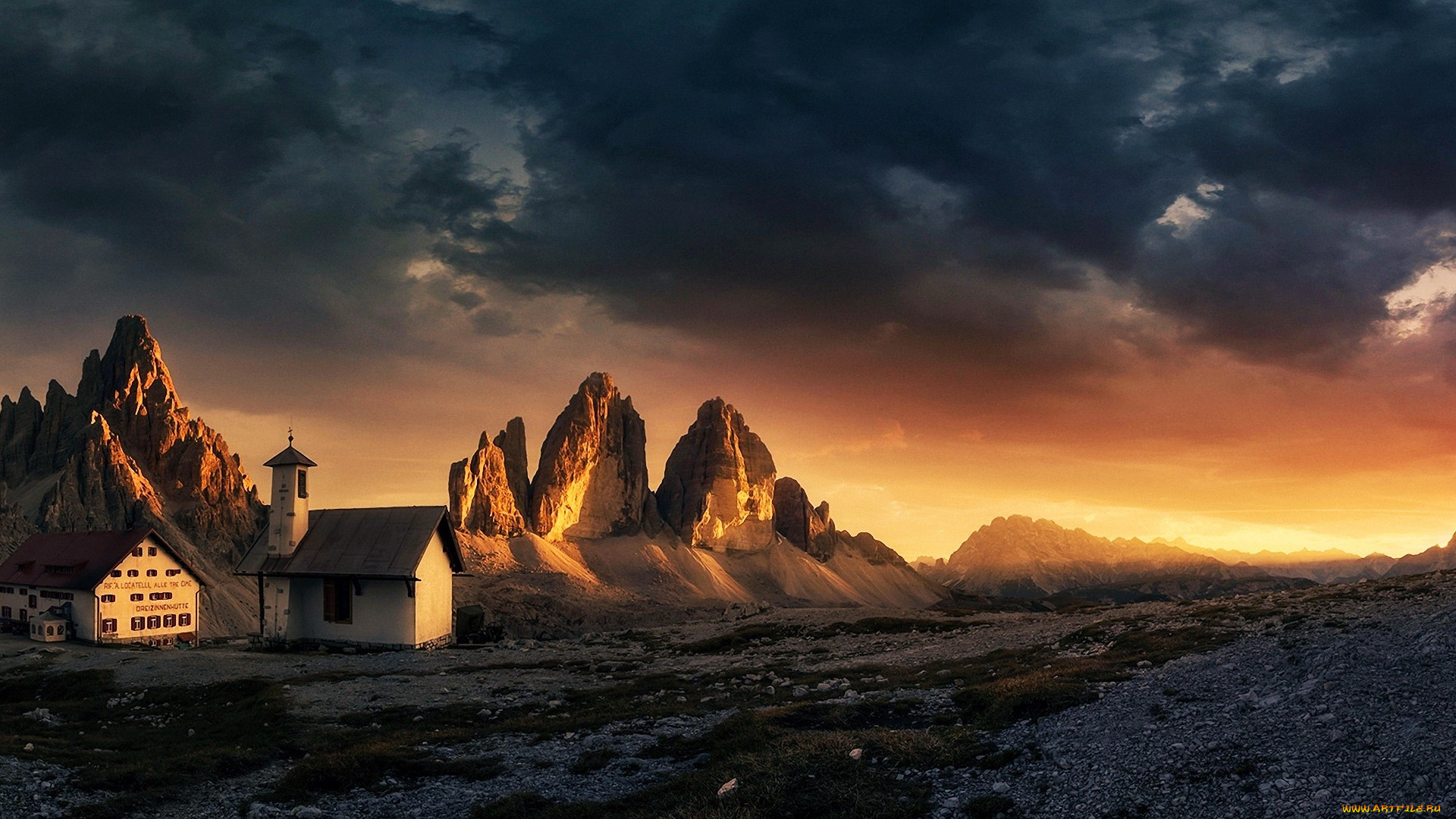 tre cime di lavaredo at sunset, dolomites, italy, , -  ,  ,  , tre, cime, di, lavaredo, at, sunset